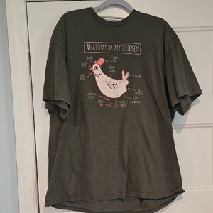 Olive Green Chicken Graphic Tee 2X